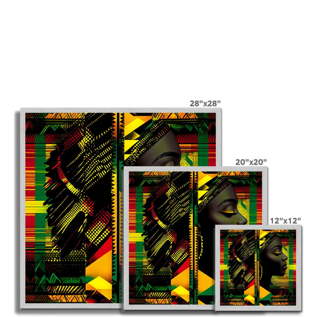 Abstract Red and Green Black Queen Fusion Antique Framed Print