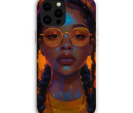 Solar Flare Radiant Soul  Beautiful Black Girl  Eco Phone Case - D'Sare