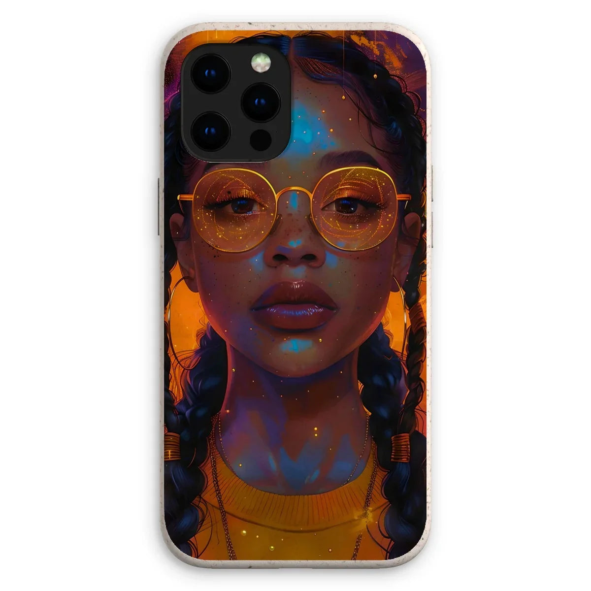 Solar Flare Radiant Soul  Beautiful Black Girl  Eco Phone Case - D'Sare
