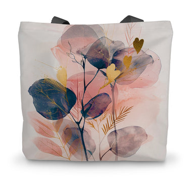 Peachy Blue Golden Flora Escape  Canvas Tote Bag - D'Sare