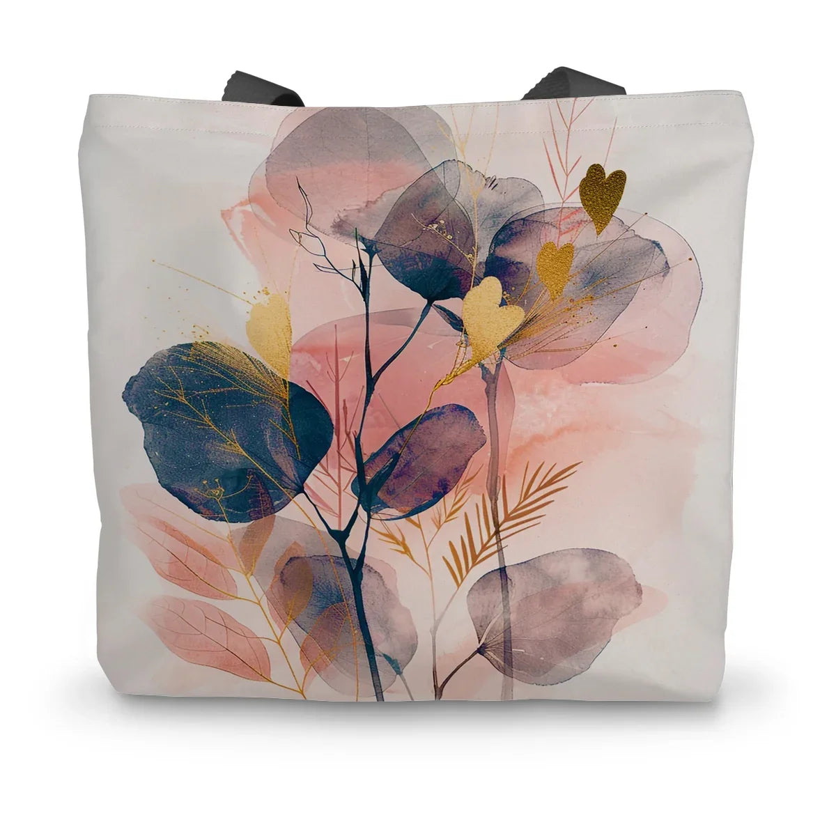 Peachy Blue Golden Flora Escape Canvas Tote Bag by Prodigi