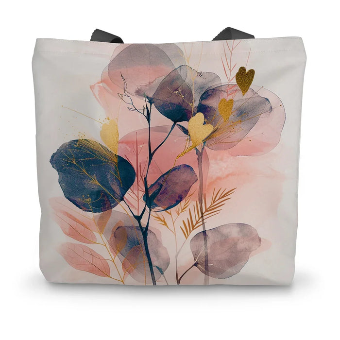 Peachy Blue Golden Flora Escape  Canvas Tote Bag