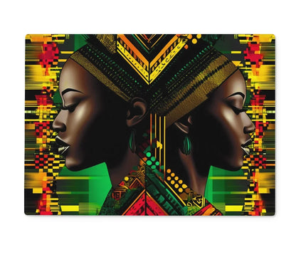 African Print Red Green Yellow Twin Energy  Glass Chopping Board - D'Sare