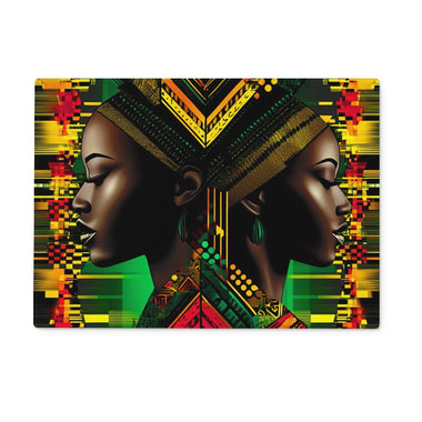 African Print Red Green Yellow Twin Energy  Glass Chopping Board - D'Sare