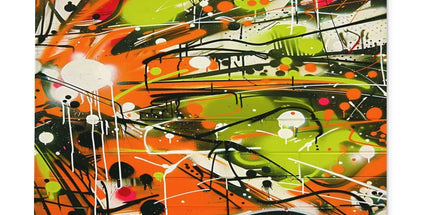 Neon Splatter Symphony: Urban Graffiti Art Glass Chopping Board by Prodigi