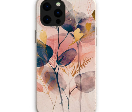 Peachy Blue Golden Flora Escape  Eco Phone Case - D'Sare