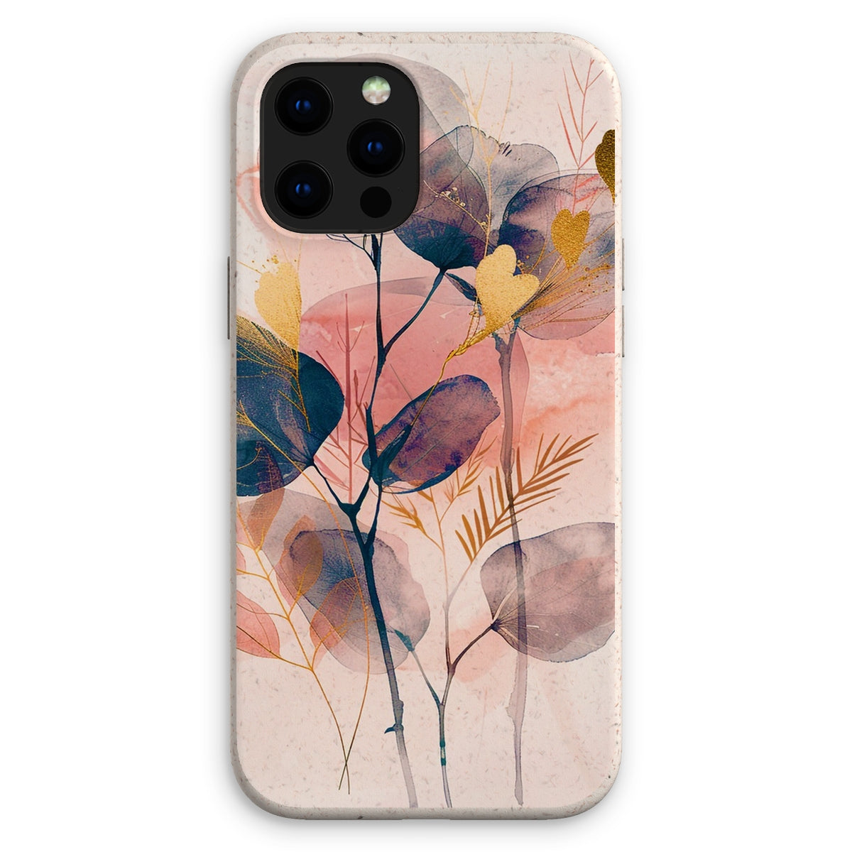 Peachy Blue Golden Flora Escape  Eco Phone Case - D'Sare