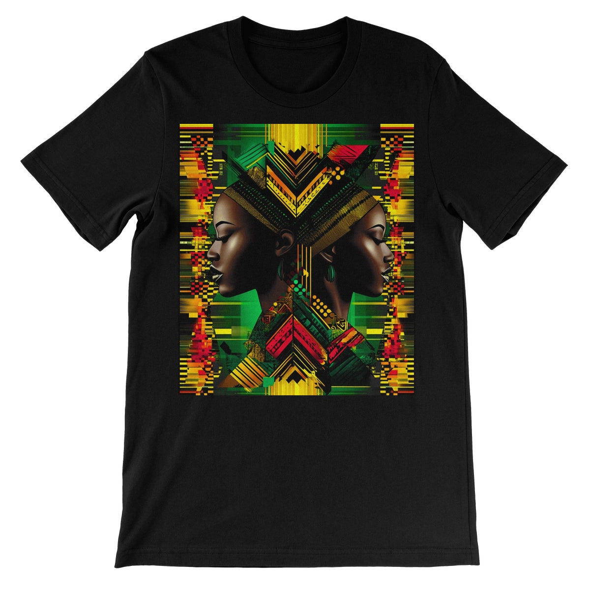 African Print Red Green Yellow Twin Energy  Unisex Short Sleeve T-Shirt - D'Sare