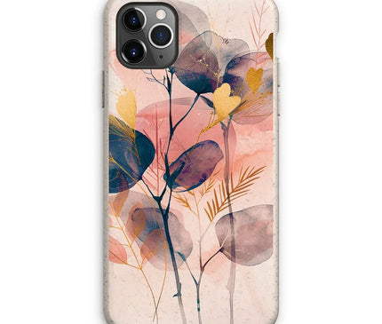 Peachy Blue Golden Flora Escape  Eco Phone Case - D'Sare