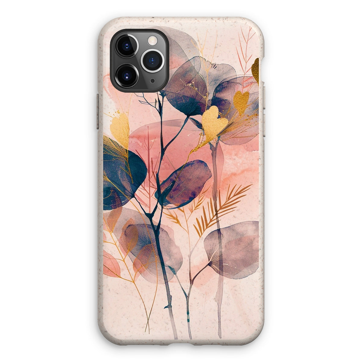 Peachy Blue Golden Flora Escape  Eco Phone Case - D'Sare