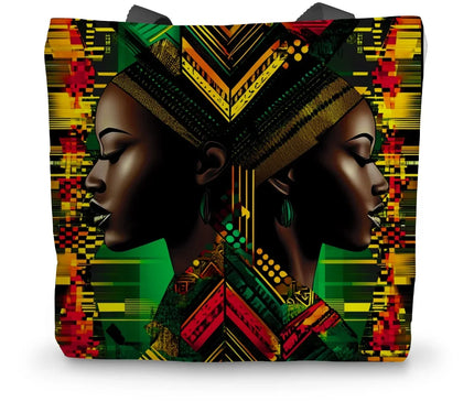 African Print Red Green Yellow Twin Energy  Canvas Tote Bag - D'Sare