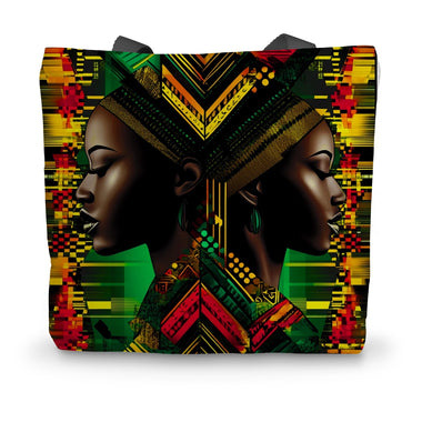 African Print Red Green Yellow Twin Energy  Canvas Tote Bag - D'Sare