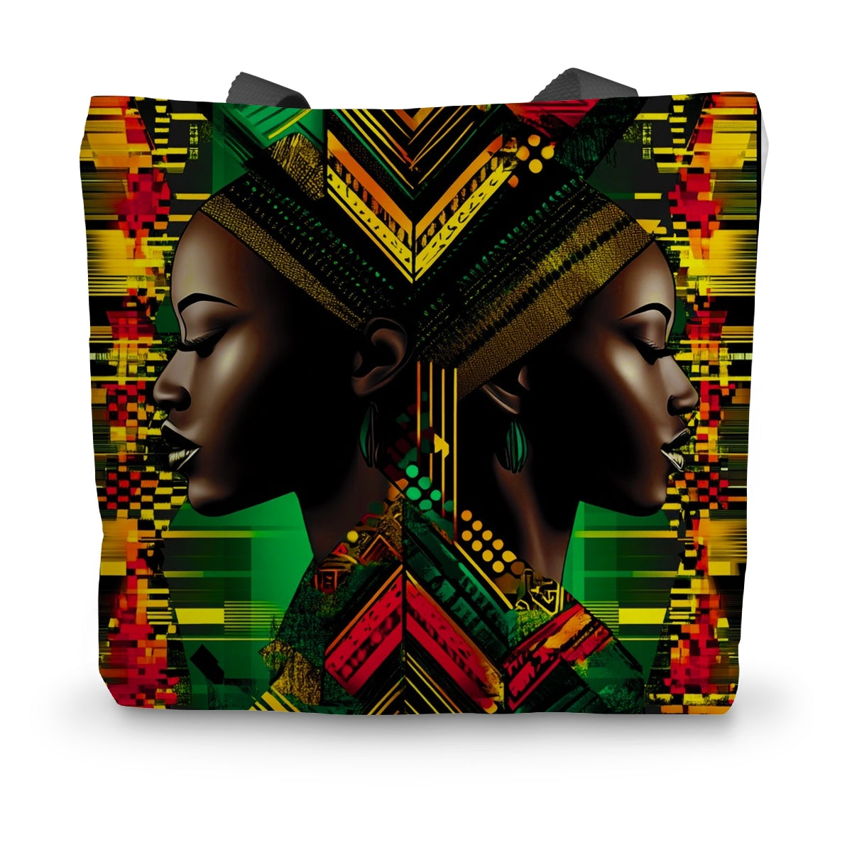 African Print Red Green Yellow Twin Energy  Canvas Tote Bag - D'Sare