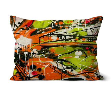 Neon Splatter Symphony: Urban Graffiti Art Cushion - D'Sare