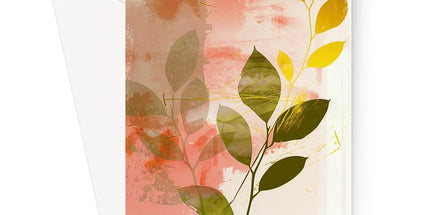 Peach Golden Leafy Escape 06 Eclectic Art Greeting Card by Prodigi