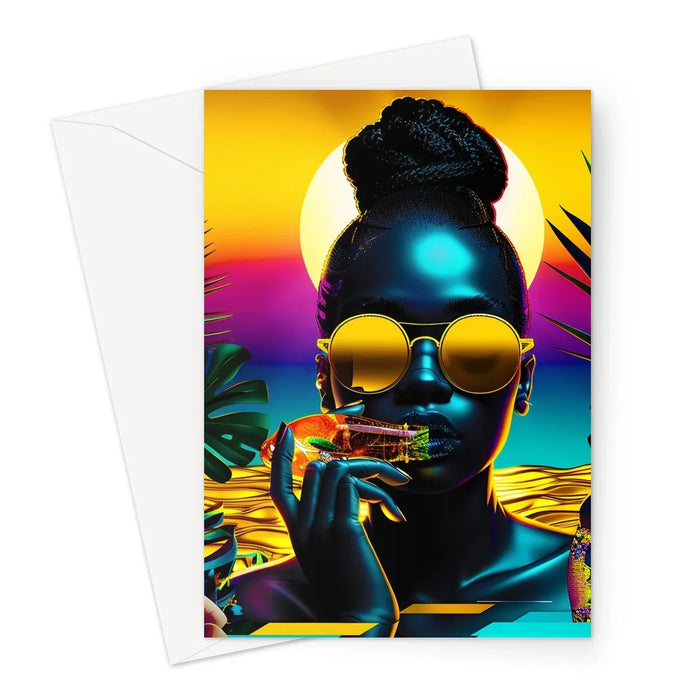 Tropical Sunset Dreams : Neon Vibes  Greeting Card