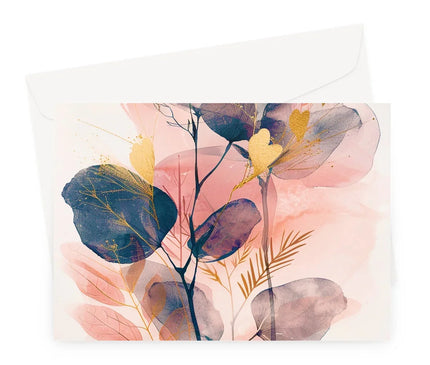 Peachy Blue Golden Flora Escape  Greeting Card - D'Sare