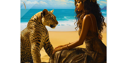 Seychelle Serenity: Golden Sand The Maiden and the LeopardAcrylic Print by D'Sare