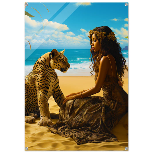 Seychelle Serenity: Golden Sand The Maiden and the LeopardAcrylic Print