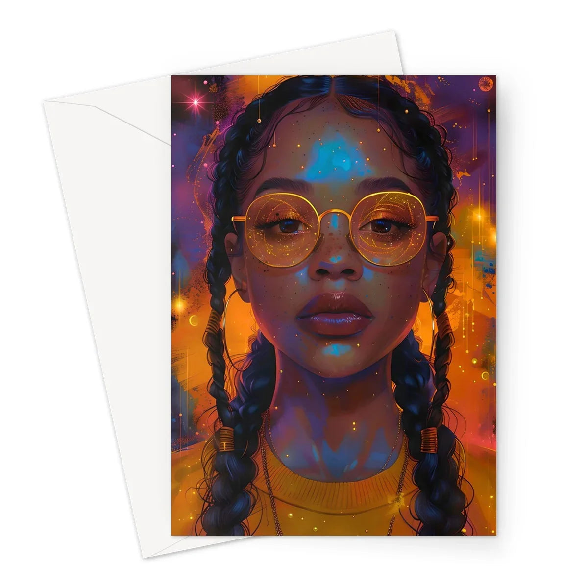 Solar Flare Radiant Soul  Beautiful Black Girl  Greeting Card - D'Sare
