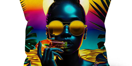 Tropical Sunset Dreams : Neon Vibes Cushion by Prodigi