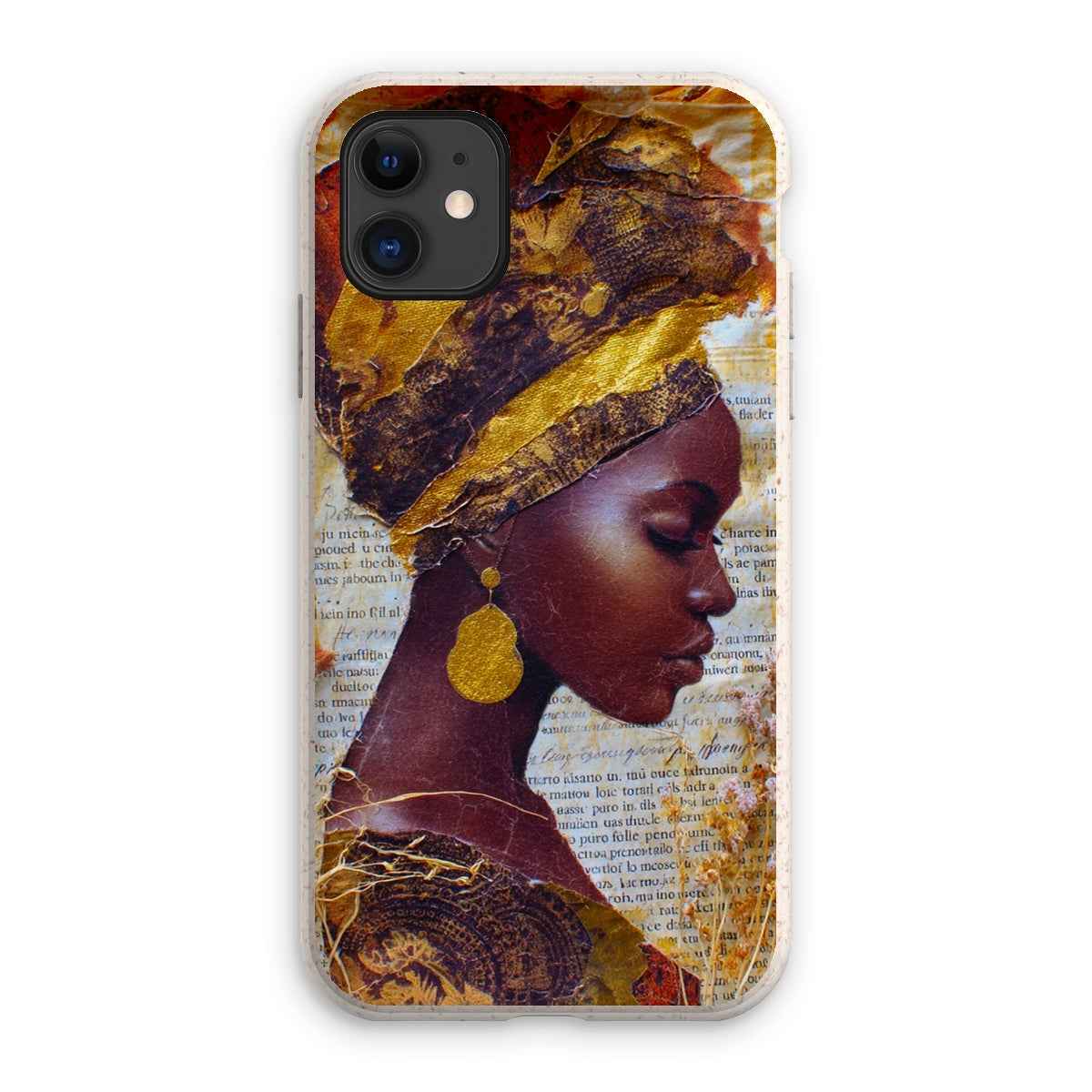 Eco Friendly Bioplastic Bamboo Fibre Phone Case With Gold Headwrap