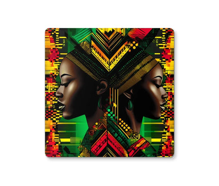 African Print Red Green Yellow Twin Energy  Coaster - D'Sare