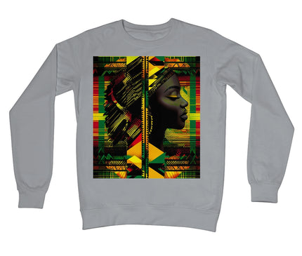 Abstract Red and Green Black Queen Fusion Crew Neck Sweatshirt