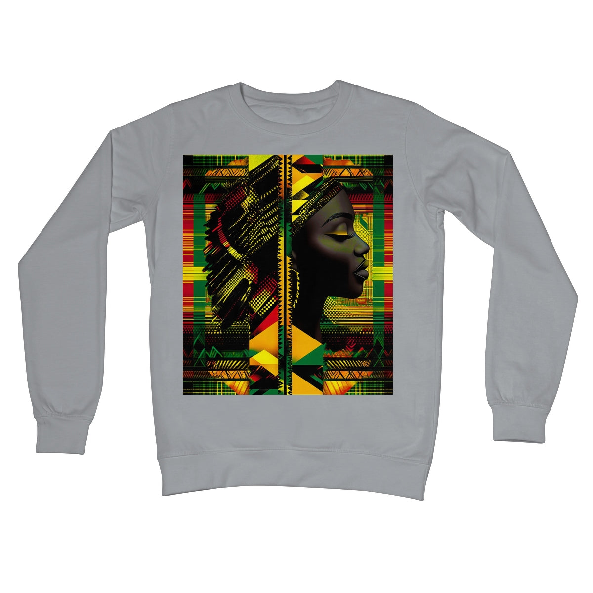 Abstract Red and Green Black Queen Fusion Crew Neck Sweatshirt