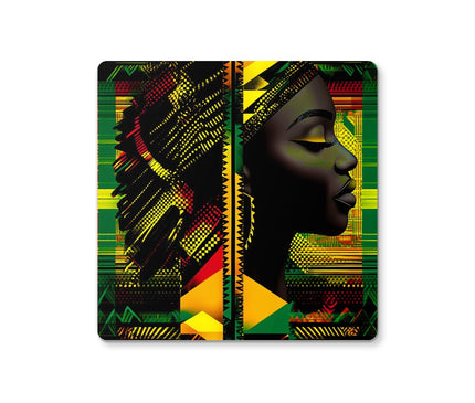 Abstract Red and Green Black Queen Fusion Coaster