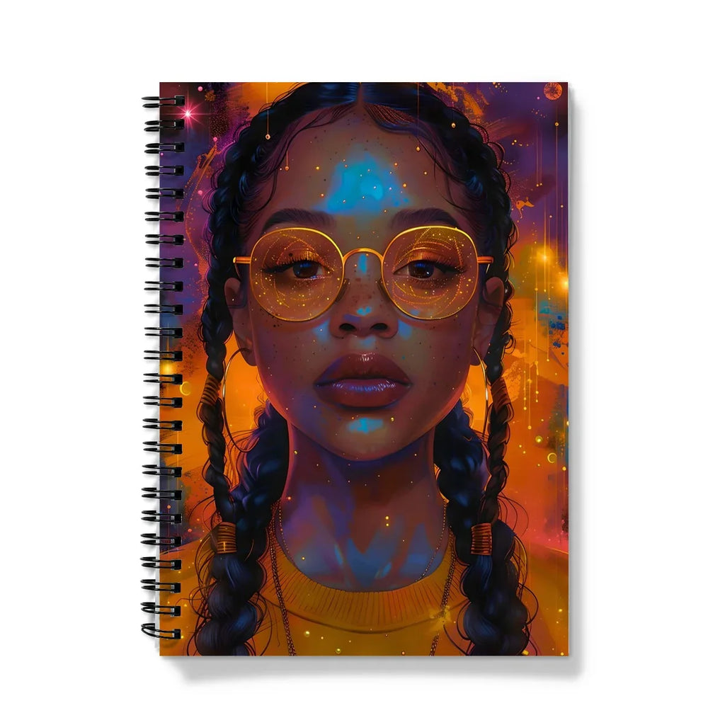 Solar Flare Radiant Soul  Beautiful Black Girl  Notebook - D'Sare