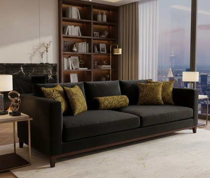 Obsidian Gold and Black Geometric Luxe Big Bolster Cushion