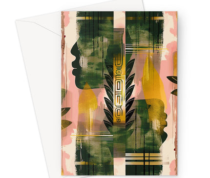 Echos of Duality Golden Pink Reflection Greeting Card