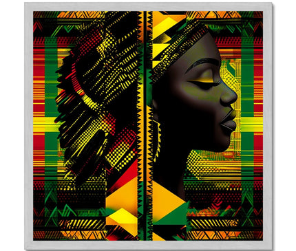 Abstract Red and Green Black Queen Fusion Antique Framed Print