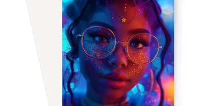 Black Girl Magic Stardust Cosmic Vibe| Black Woman Magic Greeting Card by Prodigi