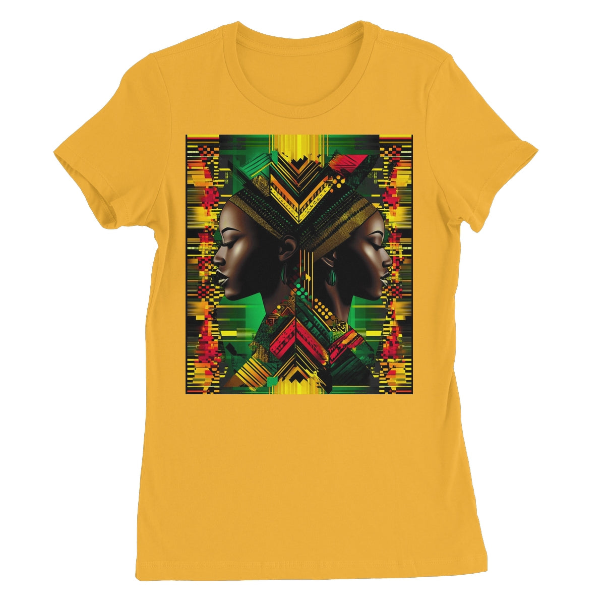 African Print Red Green Yellow Twin Energy  Women's Favourite T-Shirt - D'Sare