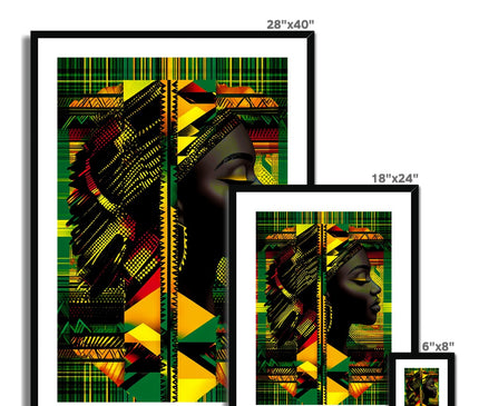 Abstract Red and Green Black Queen Fusion Framed & Mounted Print