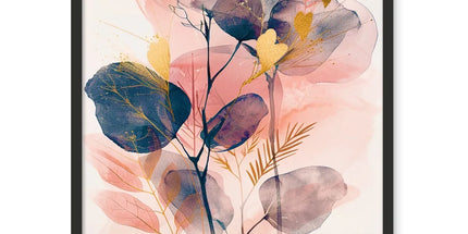 Peachy Blue Golden Flora Escape Framed Photo Tile by Prodigi