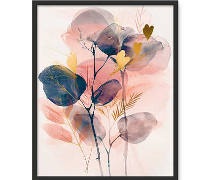 Peachy Blue Golden Flora Escape  Framed Photo Tile - D'Sare