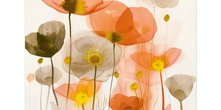 Poppy Echoes Golden Peach Escape Hahnemühle German Etching Print by Prodigi