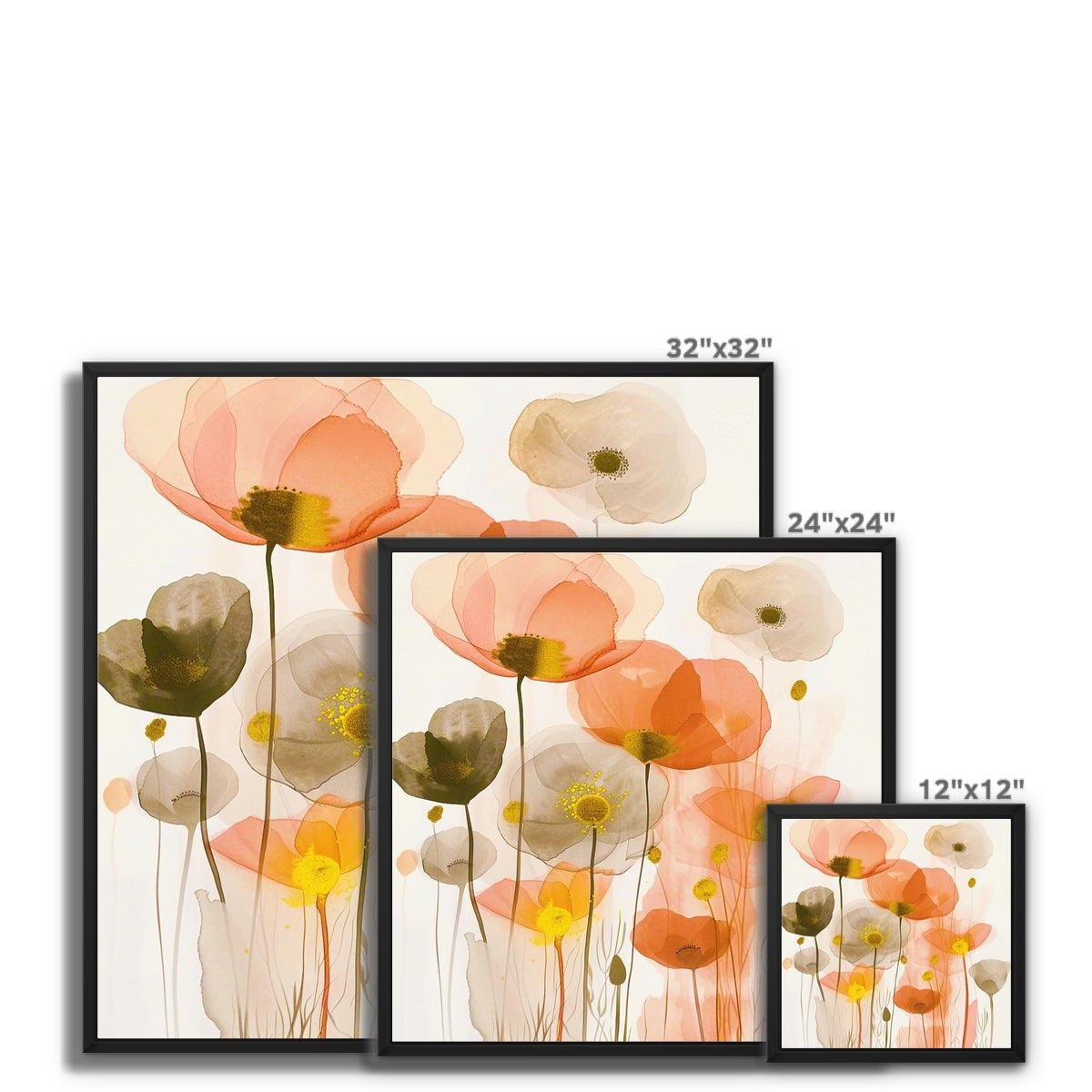 Poppy Echoes Golden Peach Escape 06 Eclectic Art Framed Canvas - D'Sare