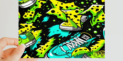 Electric Kicks Art: Urban Pop Art Explosion, Graffiti Classic Postcard by Prodigi