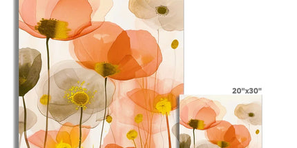 Poppy Echoes Golden Peach Escape Hahnemühle German Etching Print by Prodigi