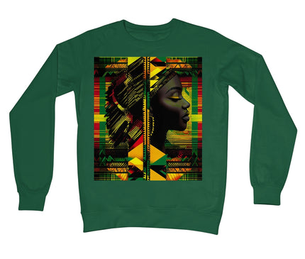 Abstract Red and Green Black Queen Fusion Crew Neck Sweatshirt