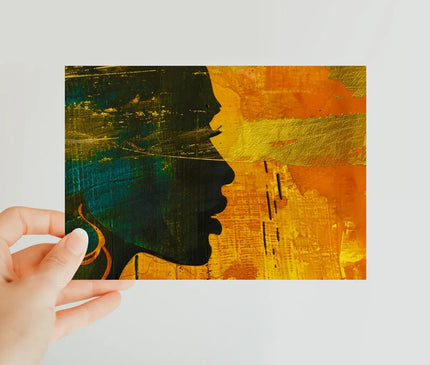 Golden Afrocentric Silhouette Classic Postcard - D'Sare