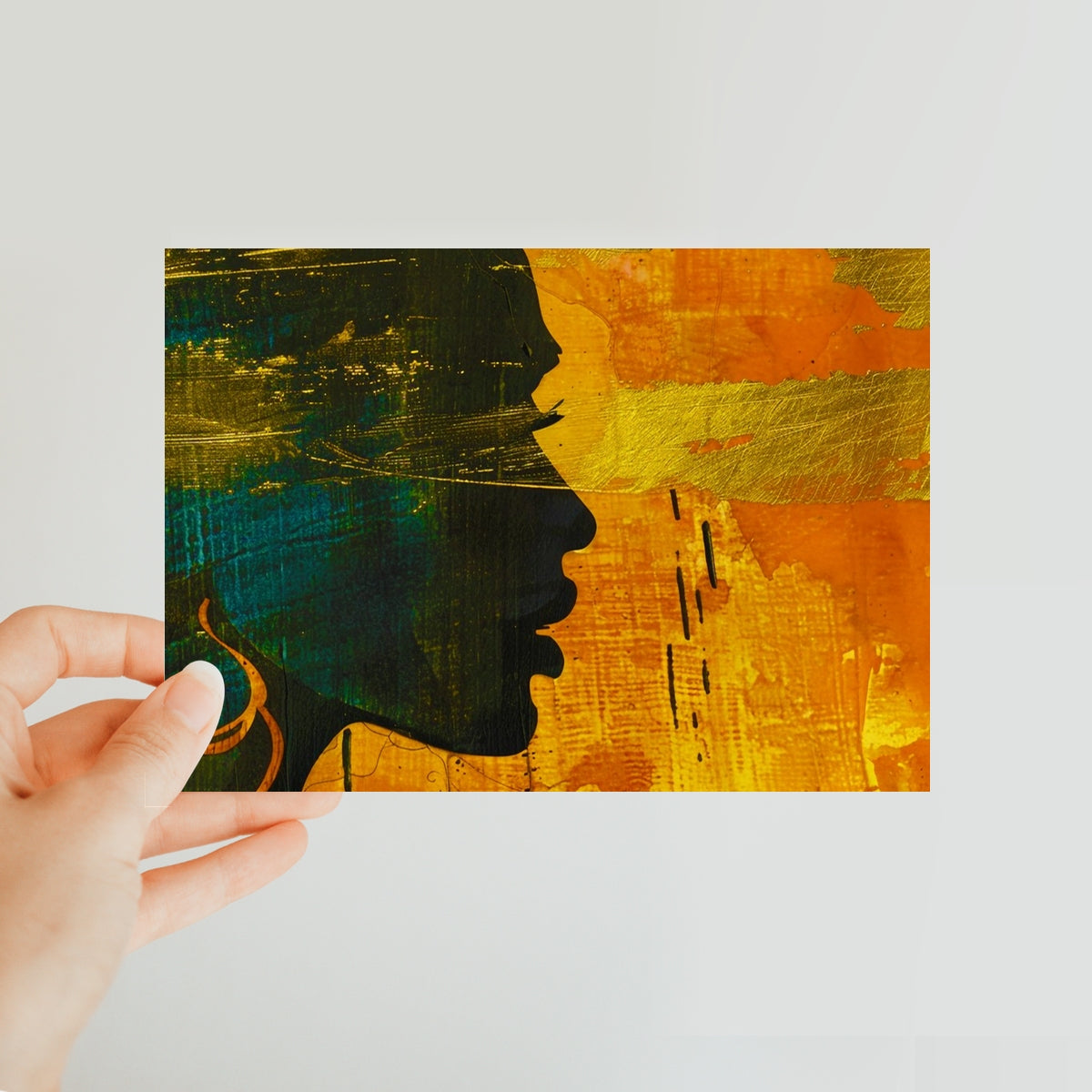 Golden Afrocentric Silhouette Classic Postcard - D'Sare