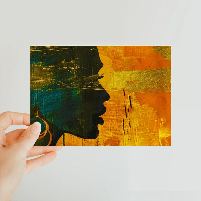 Golden Afrocentric Silhouette Classic Postcard