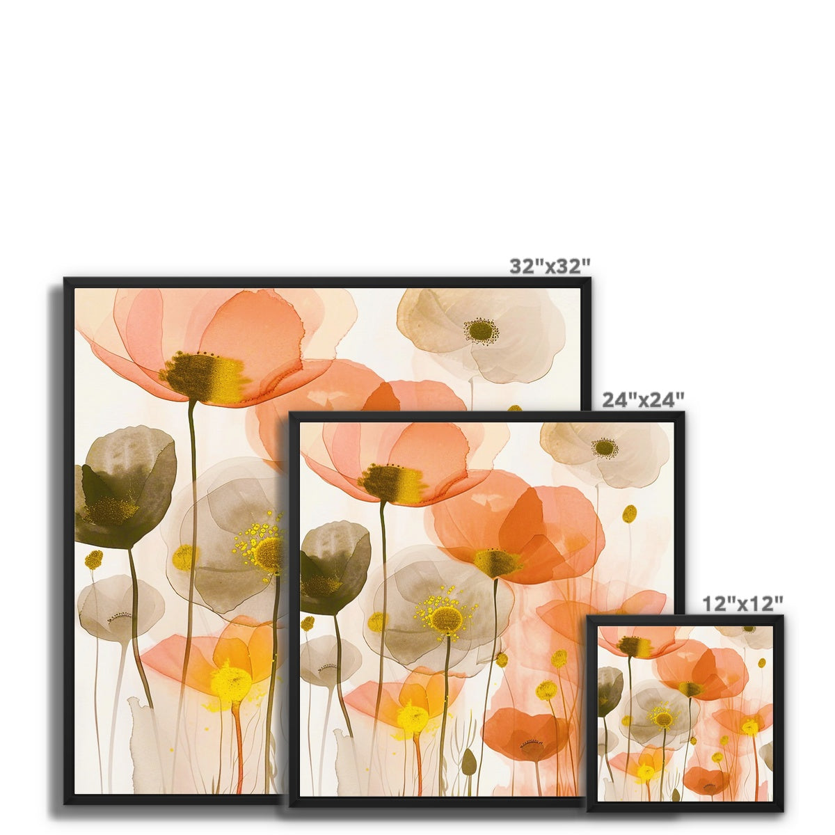 Poppy Echoes Golden Peach Escape 06 Eclectic Art Framed Canvas - D'Sare