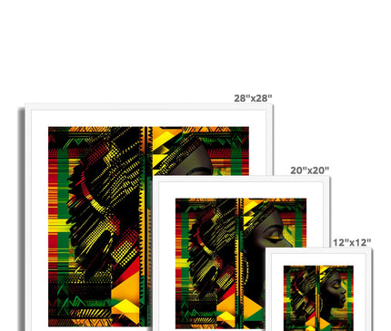 Abstract Red and Green Black Queen Fusion Framed & Mounted Print