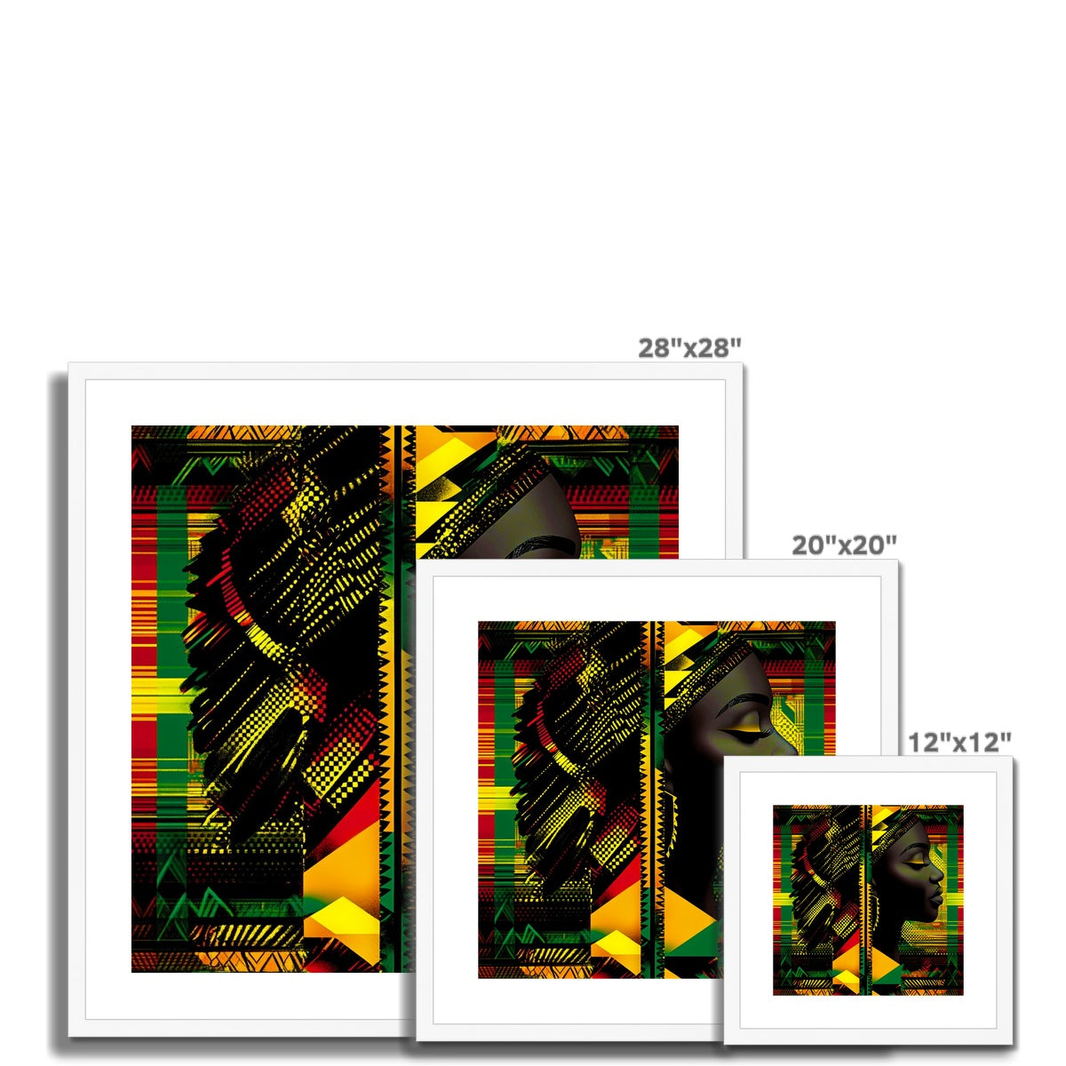 Abstract Red and Green Black Queen Fusion Framed & Mounted Print